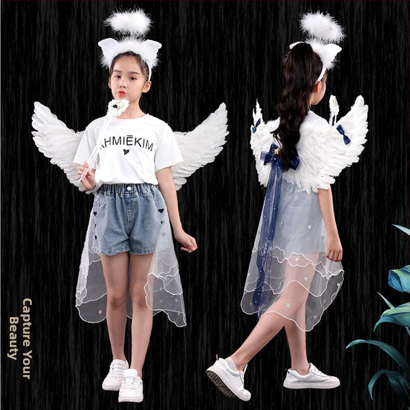 Крила на ангел за костюм — пера, ръчна изработка, персонализиране, сценичен реквизит, украса за гръб