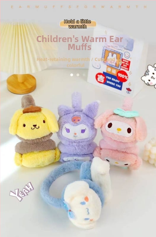 Bērnu pūkaini ausu siltinātāji – karikatūras stila, regulējami, ziemas silts, ārpus telpām