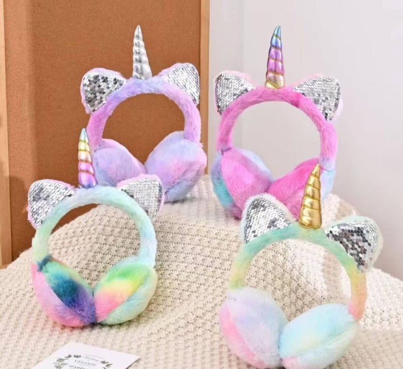 Bērnu pūkaini ausu siltinātāji – karikatūras stila, regulējami, ziemas silts, ārpus telpām