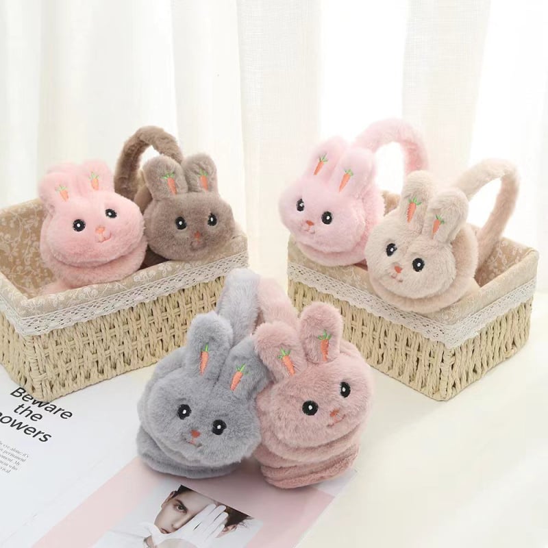 Bērnu pūkaini ausu siltinātāji – karikatūras stila, regulējami, ziemas silts, ārpus telpām