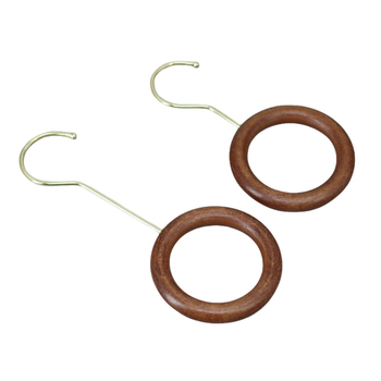 Xinyu Wood Art medinė drabužių pakaba su apvaliu žiedu, S kabliukas ir U klipas, ekspozicijos rekvizitas šalikams, dvigubo kablio stilius, apkrova iki 5 kg