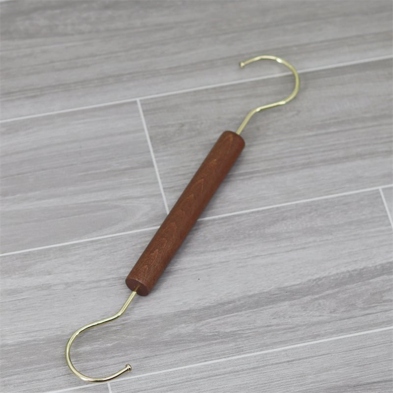 Xinyu Wood Art medinė drabužių pakaba su apvaliu žiedu, S kabliukas ir U klipas, ekspozicijos rekvizitas šalikams, dvigubo kablio stilius, apkrova iki 5 kg