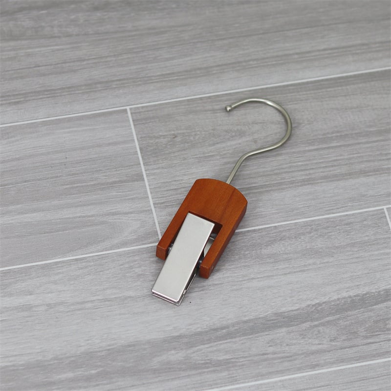 Xinyu Wood Art medinė drabužių pakaba su apvaliu žiedu, S kabliukas ir U klipas, ekspozicijos rekvizitas šalikams, dvigubo kablio stilius, apkrova iki 5 kg