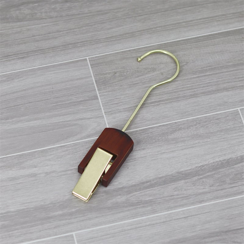 Xinyu Wood Art medinė drabužių pakaba su apvaliu žiedu, S kabliukas ir U klipas, ekspozicijos rekvizitas šalikams, dvigubo kablio stilius, apkrova iki 5 kg