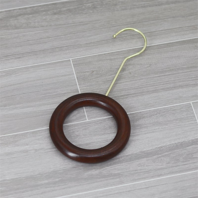 Xinyu Wood Art medinė drabužių pakaba su apvaliu žiedu, S kabliukas ir U klipas, ekspozicijos rekvizitas šalikams, dvigubo kablio stilius, apkrova iki 5 kg