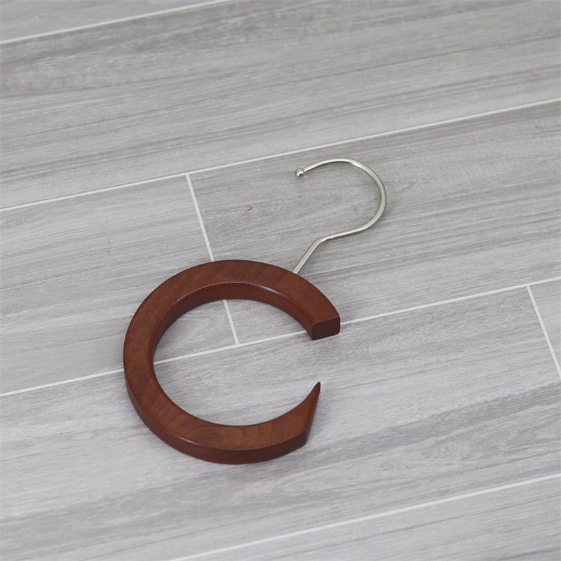 Xinyu Wood Art medinė drabužių pakaba su apvaliu žiedu, S kabliukas ir U klipas, ekspozicijos rekvizitas šalikams, dvigubo kablio stilius, apkrova iki 5 kg
