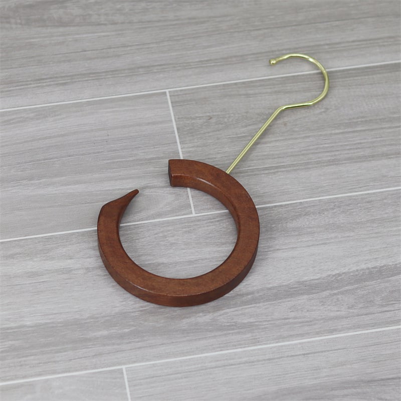 Xinyu Wood Art medinė drabužių pakaba su apvaliu žiedu, S kabliukas ir U klipas, ekspozicijos rekvizitas šalikams, dvigubo kablio stilius, apkrova iki 5 kg
