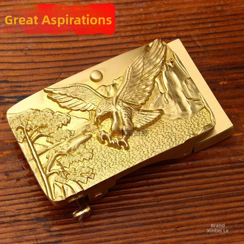 Автоматична медна катарама за колан с 3D гравирана фигура орел