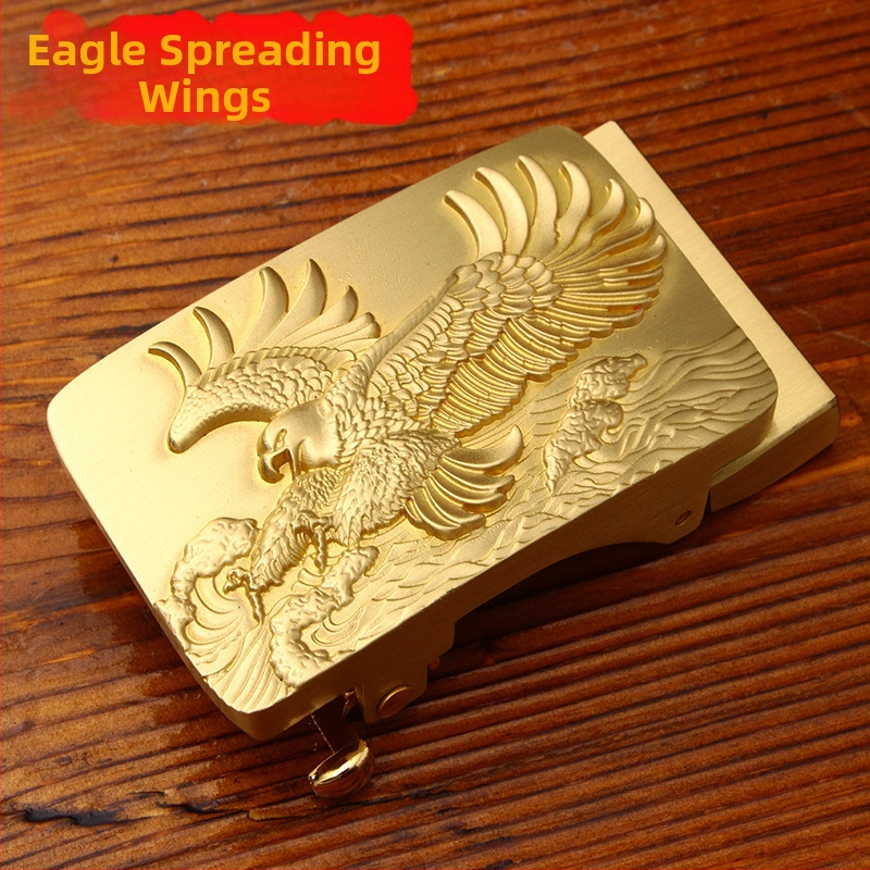 Automatinė diržo sagtis iš vario su 3D įspaustu skraidančio erelio motyvu