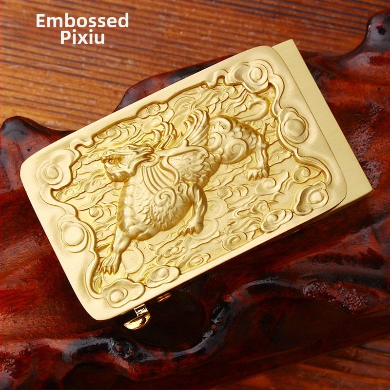 Automatinė diržo sagtis iš vario su 3D įspaustu skraidančio erelio motyvu