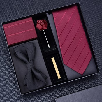 Мъжка вратовръзка с цветна украса – полиестер, на райета, геометричен стил