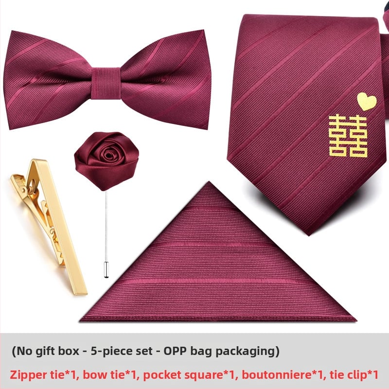 Мъжка вратовръзка с цветна украса – полиестер, на райета, геометричен стил