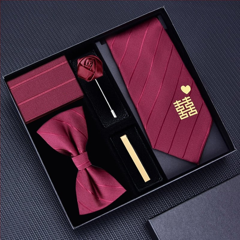 Мъжка вратовръзка с цветна украса – полиестер, на райета, геометричен стил