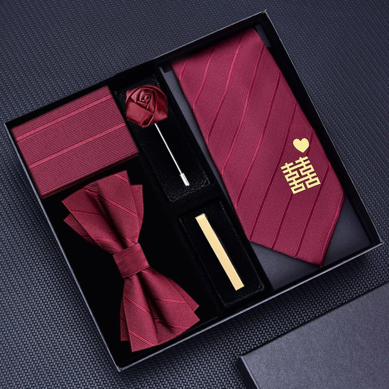 Мъжка вратовръзка с цветна украса – полиестер, на райета, геометричен стил