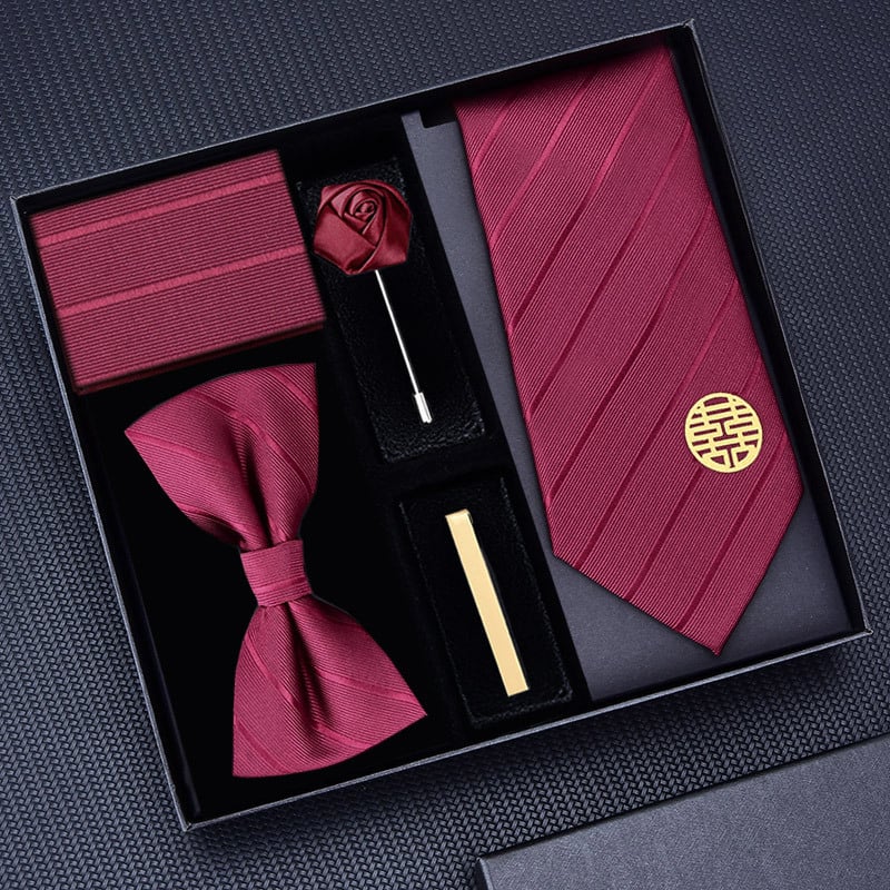 Мъжка вратовръзка с цветна украса – полиестер, на райета, геометричен стил