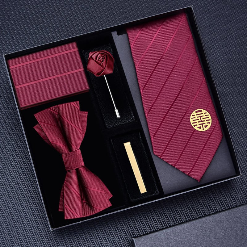 Мъжка вратовръзка с цветна украса – полиестер, на райета, геометричен стил