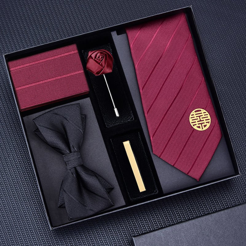 Мъжка вратовръзка с цветна украса – полиестер, на райета, геометричен стил