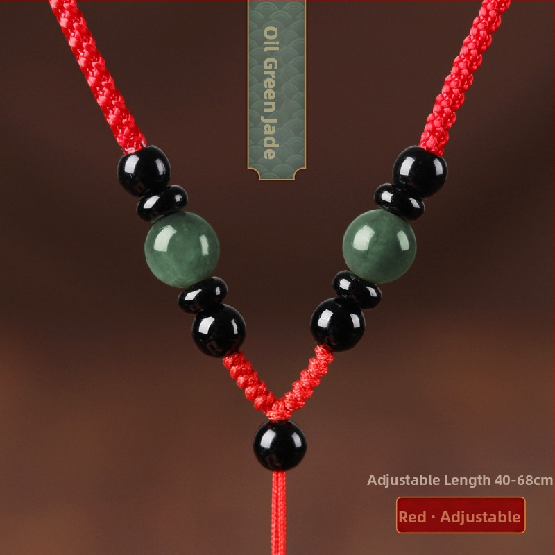 Hetianos nefrito pakabukas ant rankų pintos vėrinio, apdorotas nefritas