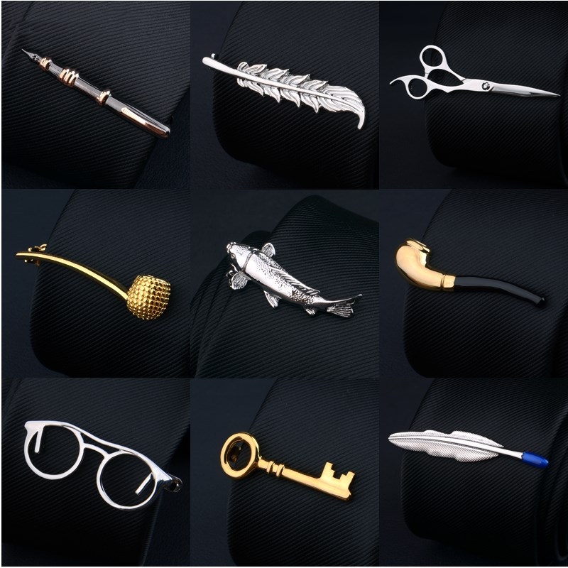 Клип за вратовръзка от мед, плоска глава, унисекс, модерен стил, дължина 4 cm, модел: очила дартс AK47