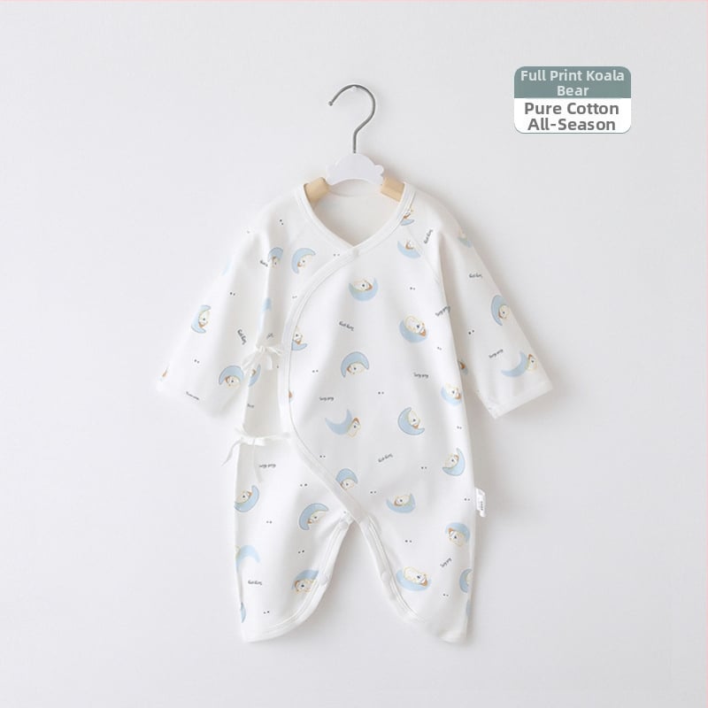 Naujagimio ilgos rankovės kombinezonas iš 100% medvilnės, unisex, diagoninis užsegimas su raišteliais ir drugelio motyvas