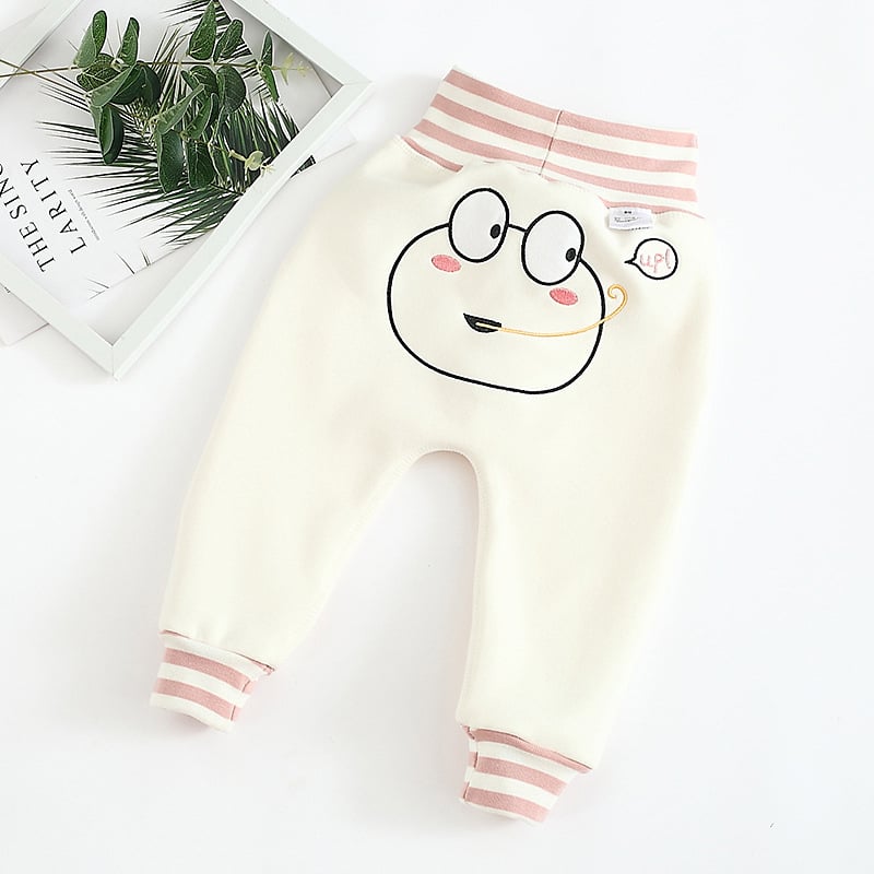 Kūdikių kelnytės su animaciniu raštu, aukštas liemuo, elastinga juosta, 95% medvilnė, Silver Fox veliūras, stori ir šilti pavasariui rudeniui žiemai