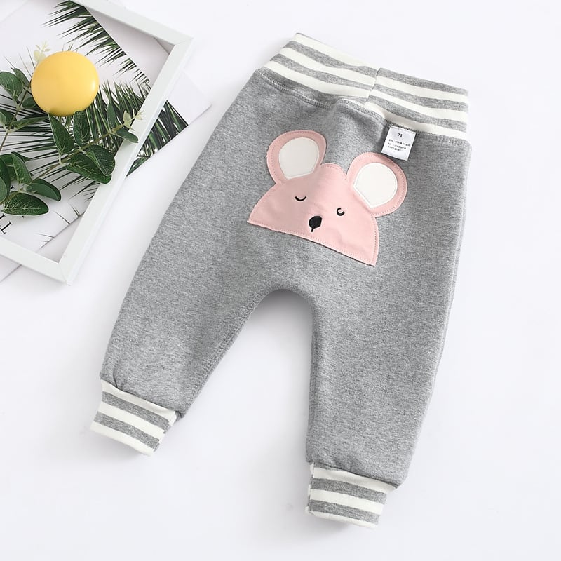 Kūdikių kelnytės su animaciniu raštu, aukštas liemuo, elastinga juosta, 95% medvilnė, Silver Fox veliūras, stori ir šilti pavasariui rudeniui žiemai