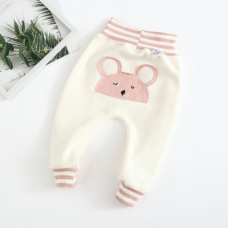 Kūdikių kelnytės su animaciniu raštu, aukštas liemuo, elastinga juosta, 95% medvilnė, Silver Fox veliūras, stori ir šilti pavasariui rudeniui žiemai