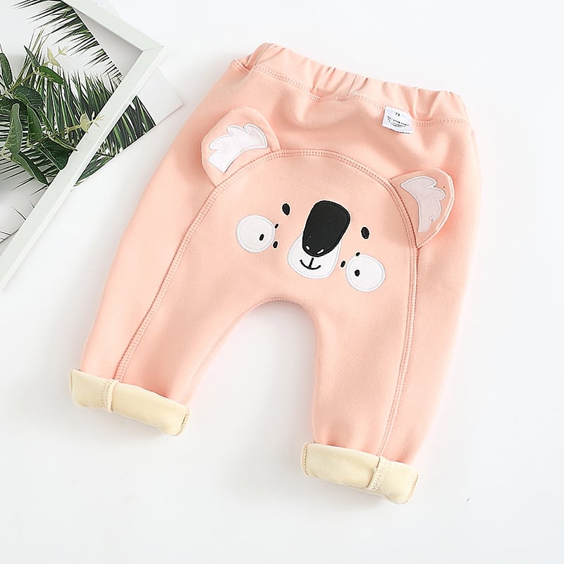 Kūdikių kelnytės su animaciniu raštu, aukštas liemuo, elastinga juosta, 95% medvilnė, Silver Fox veliūras, stori ir šilti pavasariui rudeniui žiemai