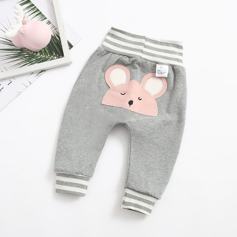 Kūdikių kelnytės su animaciniu raštu, aukštas liemuo, elastinga juosta, 95% medvilnė, Silver Fox veliūras, stori ir šilti pavasariui rudeniui žiemai