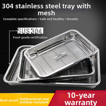 Nerđajući čelični četverokutni pladanj s mrežicom za odvod, filtriranje ulja, elektroplatirani završetak, pogodna za mikrovalnu pećnicu