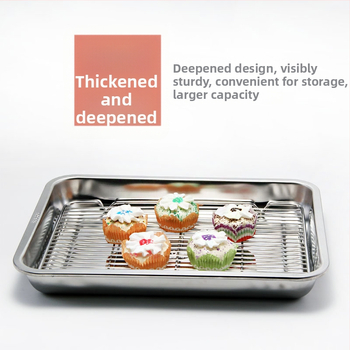 Nerđajući čelični četverokutni pladanj s mrežicom za odvod, filtriranje ulja, elektroplatirani završetak, pogodna za mikrovalnu pećnicu