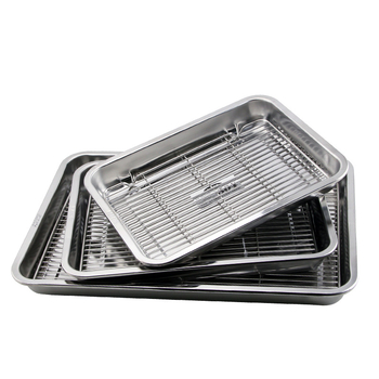 Nerđajući čelični četverokutni pladanj s mrežicom za odvod, filtriranje ulja, elektroplatirani završetak, pogodna za mikrovalnu pećnicu