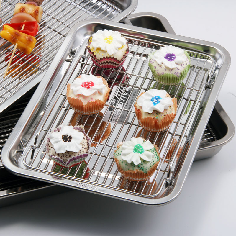 Nerđajući čelični četverokutni pladanj s mrežicom za odvod, filtriranje ulja, elektroplatirani završetak, pogodna za mikrovalnu pećnicu