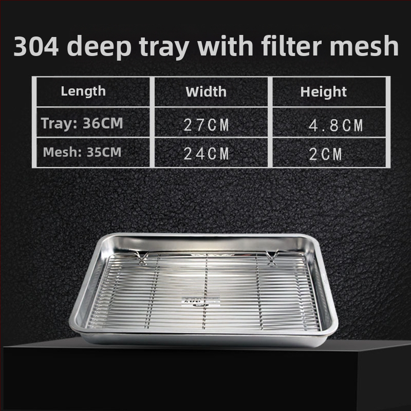 Nerđajući čelični četverokutni pladanj s mrežicom za odvod, filtriranje ulja, elektroplatirani završetak, pogodna za mikrovalnu pećnicu