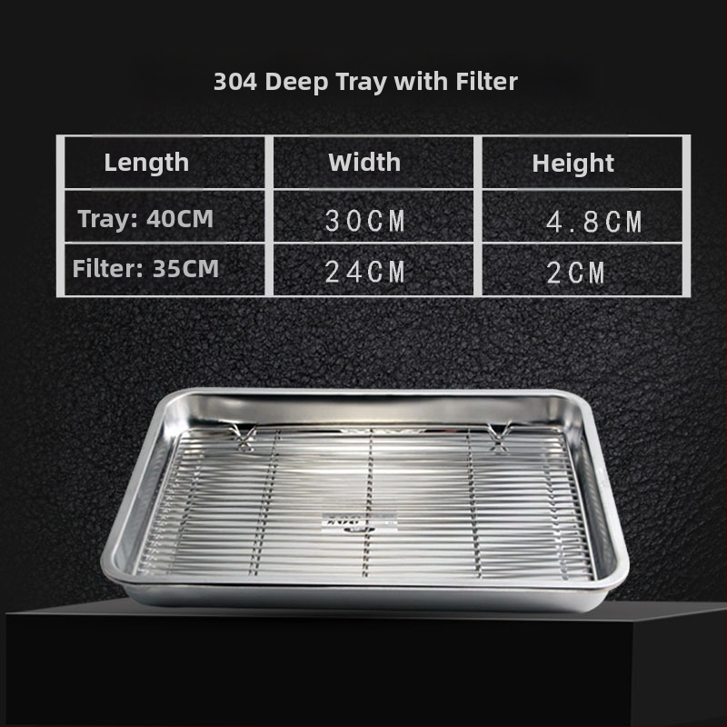 Nerđajući čelični četverokutni pladanj s mrežicom za odvod, filtriranje ulja, elektroplatirani završetak, pogodna za mikrovalnu pećnicu