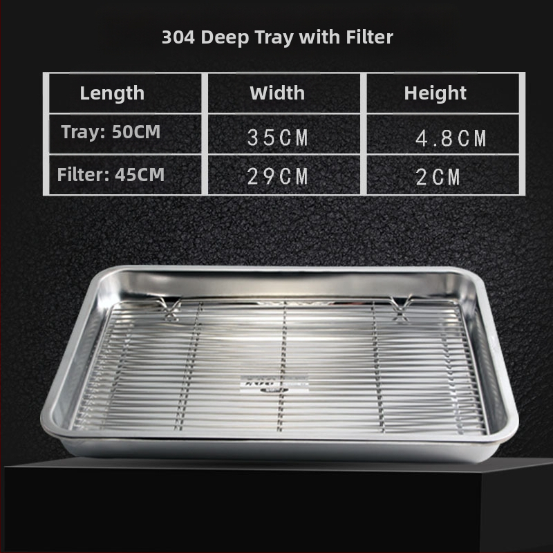 Nerđajući čelični četverokutni pladanj s mrežicom za odvod, filtriranje ulja, elektroplatirani završetak, pogodna za mikrovalnu pećnicu