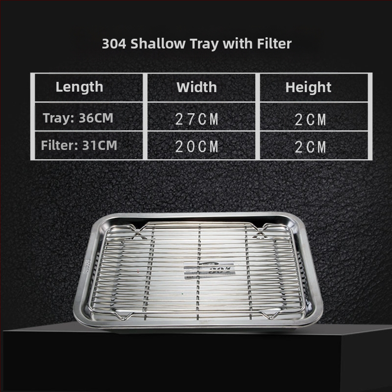 Nerđajući čelični četverokutni pladanj s mrežicom za odvod, filtriranje ulja, elektroplatirani završetak, pogodna za mikrovalnu pećnicu