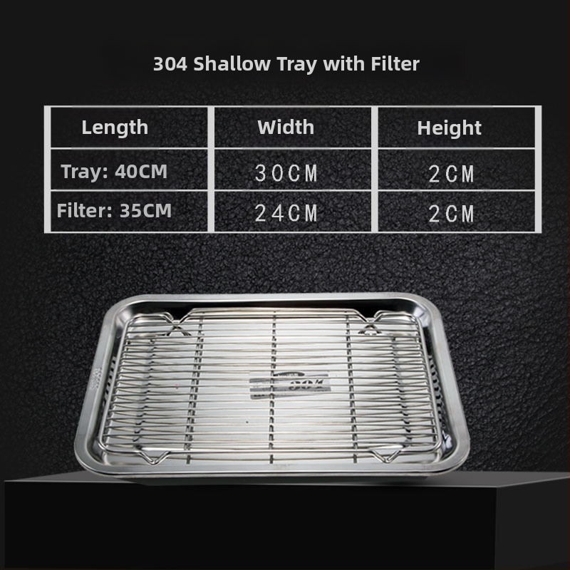 Nerđajući čelični četverokutni pladanj s mrežicom za odvod, filtriranje ulja, elektroplatirani završetak, pogodna za mikrovalnu pećnicu