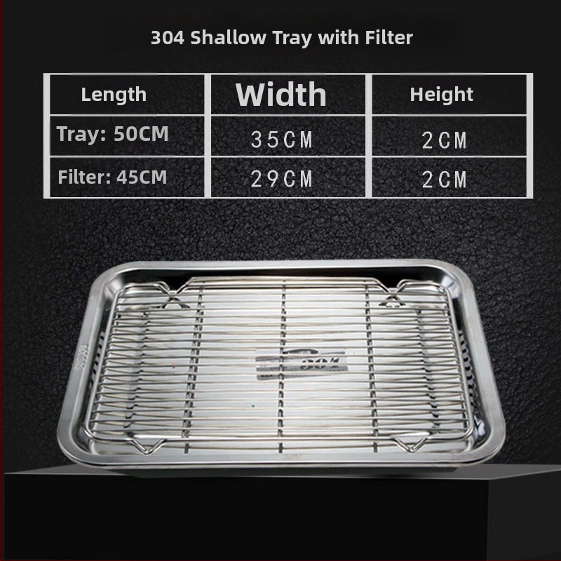 Nerđajući čelični četverokutni pladanj s mrežicom za odvod, filtriranje ulja, elektroplatirani završetak, pogodna za mikrovalnu pećnicu