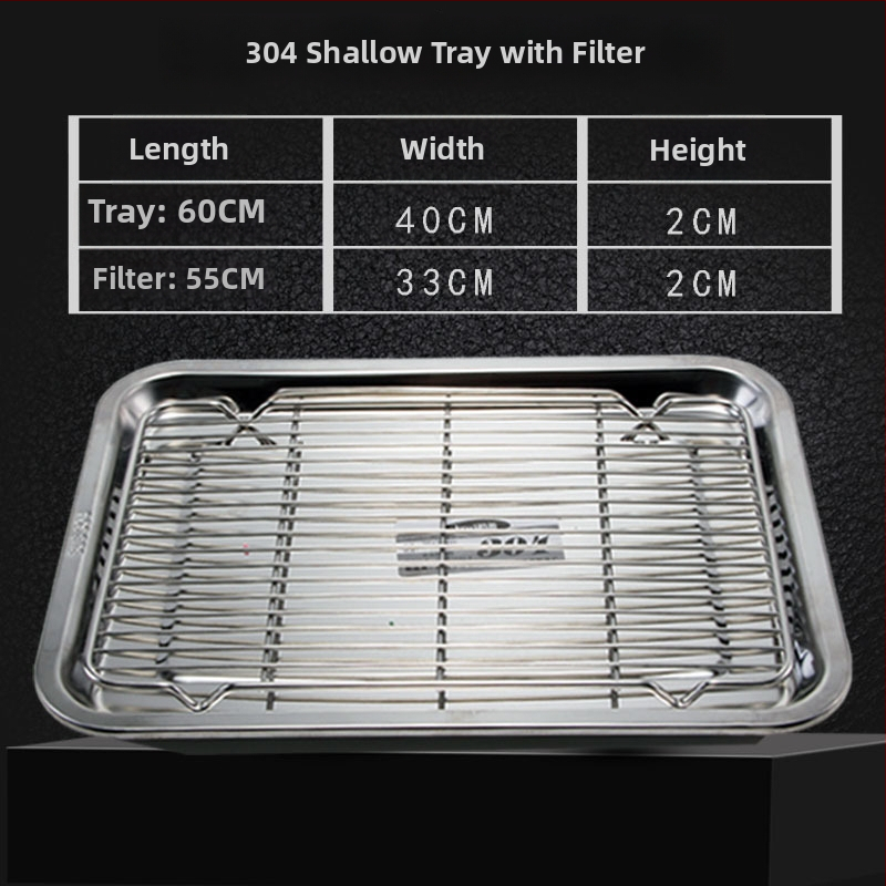 Nerđajući čelični četverokutni pladanj s mrežicom za odvod, filtriranje ulja, elektroplatirani završetak, pogodna za mikrovalnu pećnicu