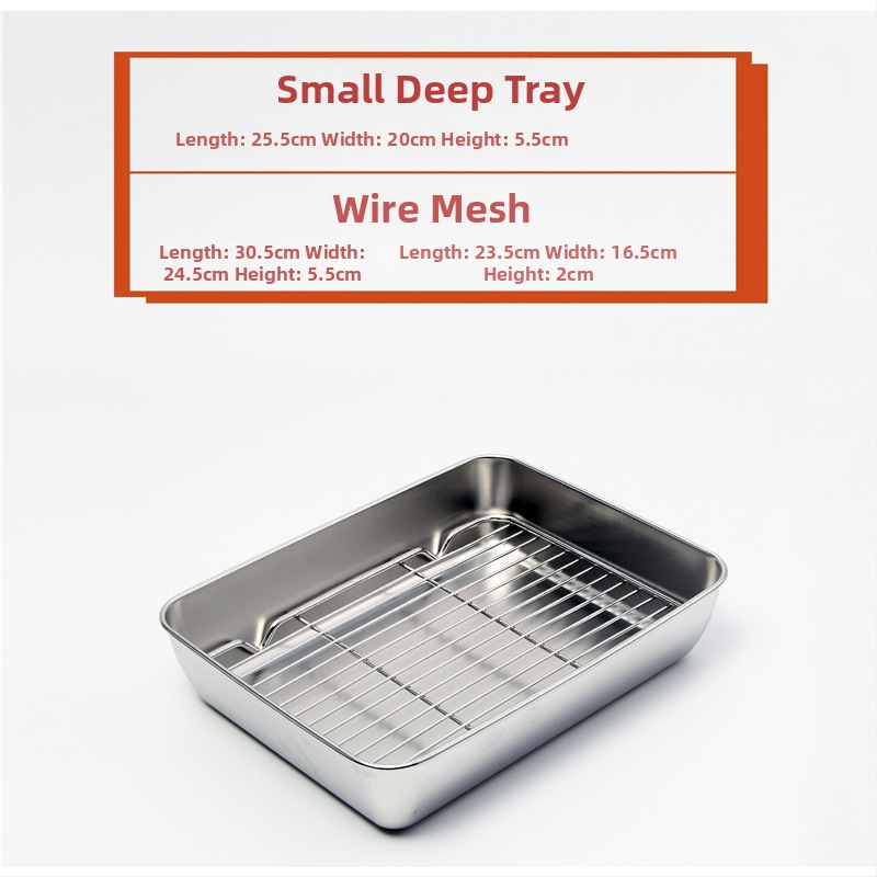 Nerđajući čelični četverokutni pladanj s mrežicom za odvod, filtriranje ulja, elektroplatirani završetak, pogodna za mikrovalnu pećnicu