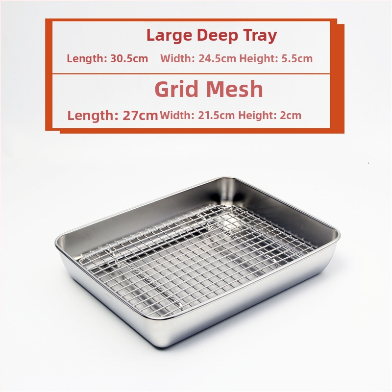Nerđajući čelični četverokutni pladanj s mrežicom za odvod, filtriranje ulja, elektroplatirani završetak, pogodna za mikrovalnu pećnicu