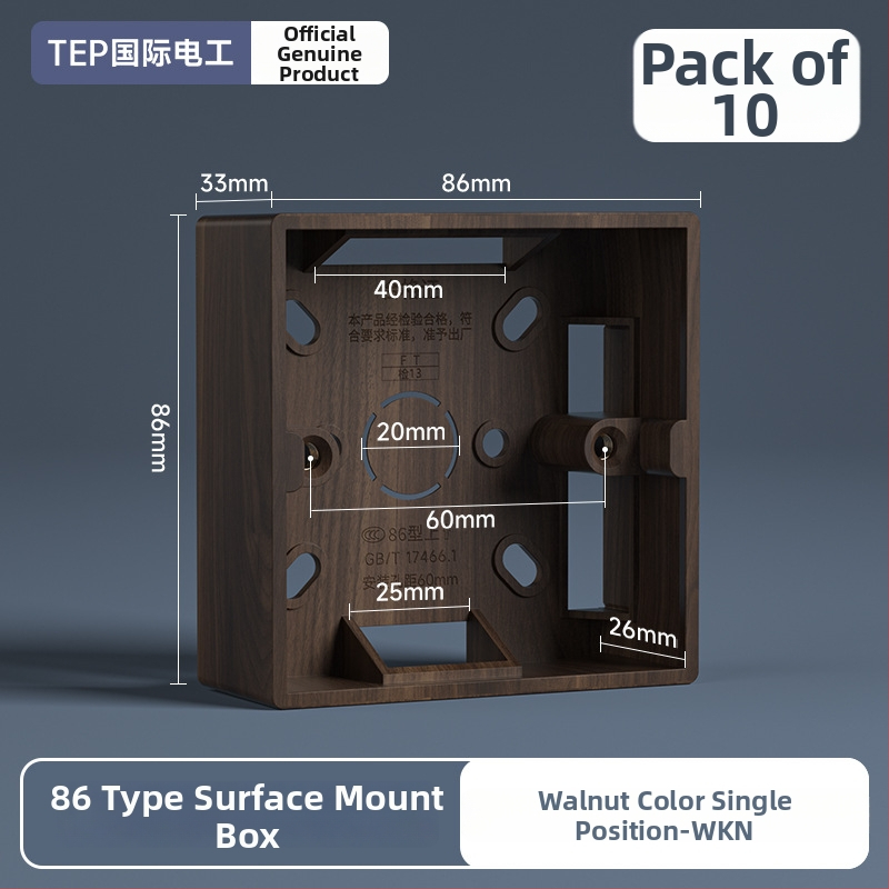 86-tüüpi pindmontaažiga ühenduskast, PVC alus, seina lüliti ja pistiku jaoks — International Electrician