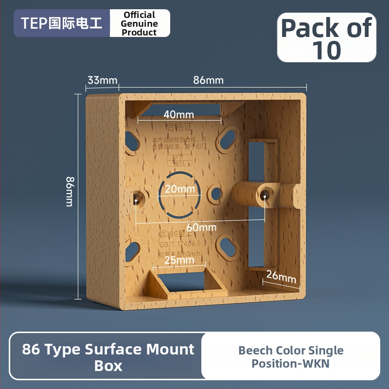 86-tüüpi pindmontaažiga ühenduskast, PVC alus, seina lüliti ja pistiku jaoks — International Electrician