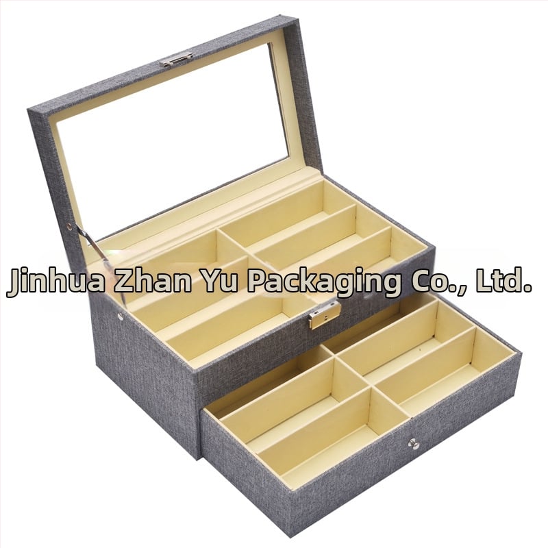 Prillide hoiukarp kaas kattega - mitmekihiline näitusekast 6- ja 8-lahtrilise konfiguratsiooniga, läbipaistev katuseaken, sisemus tiheduspõhja + nahk + flanel