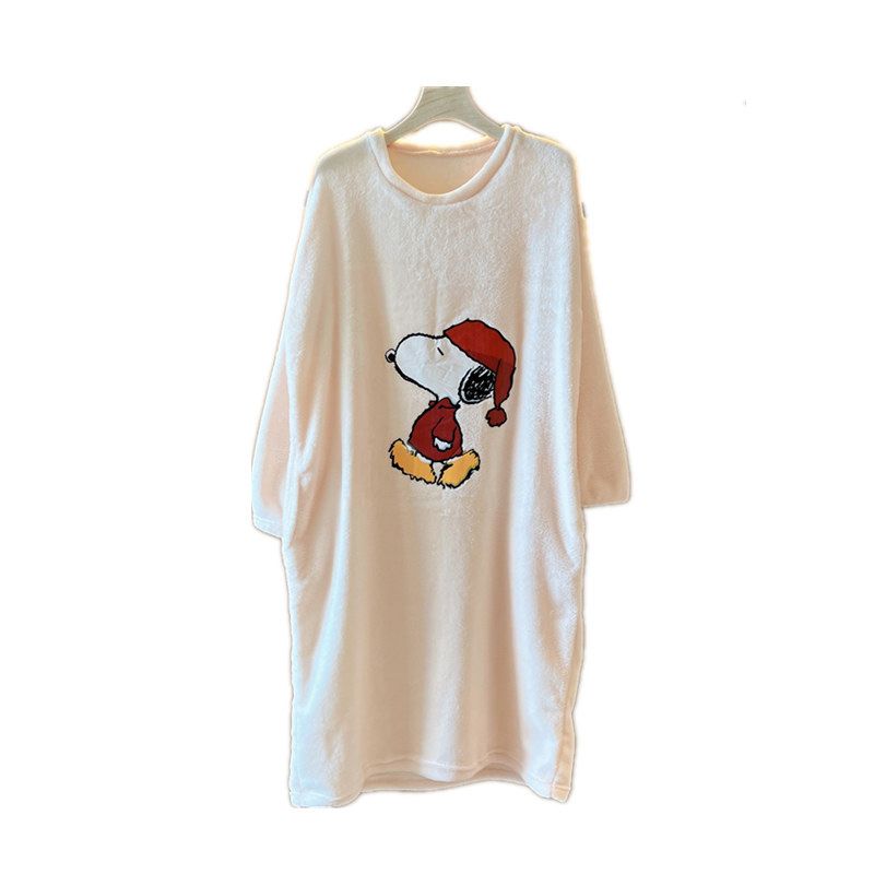 Ženski cartoon flanel pijama set, debela tkanina, 201-250 g/m², okrugli izrez, dugi rukavi