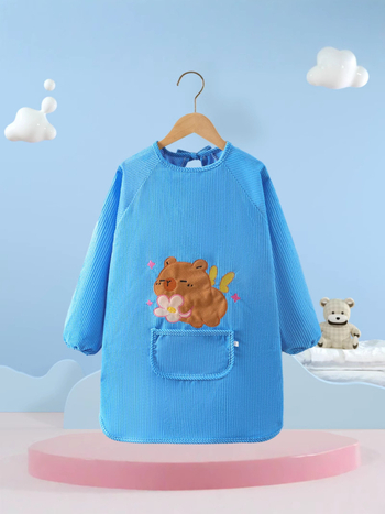 Vaikų vandeniui atsparus smock su gyvūnų raštu, kordurojinis audinys, unisex, 8+ metų
