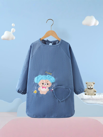 Vaikų vandeniui atsparus smock su gyvūnų raštu, kordurojinis audinys, unisex, 8+ metų