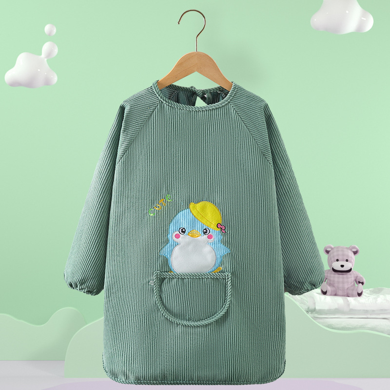 Vaikų vandeniui atsparus smock su gyvūnų raštu, kordurojinis audinys, unisex, 8+ metų