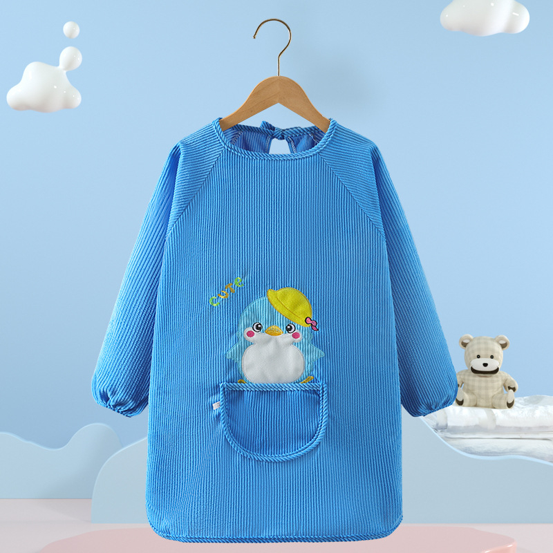 Vaikų vandeniui atsparus smock su gyvūnų raštu, kordurojinis audinys, unisex, 8+ metų